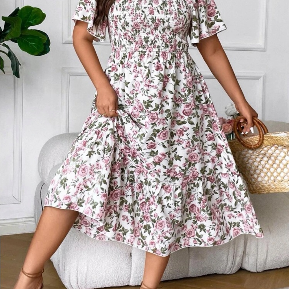 Floral Square Neck Dress